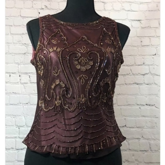 Adrianna Papell Beaded tank top size 12P - Picture 1 of 11